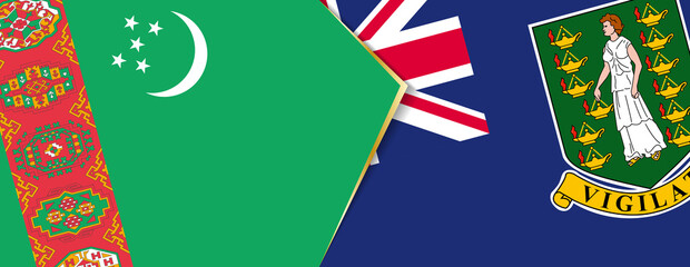 Wall Mural - Turkmenistan and British Virgin Islands flags, two vector flags.