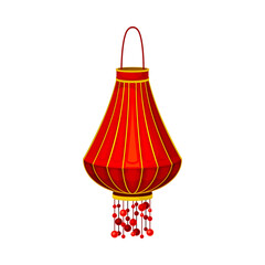 Wall Mural - Red Paper Bag with Candle Inside as Chinese Lantern Used as Festive Decoration Vector Illustration