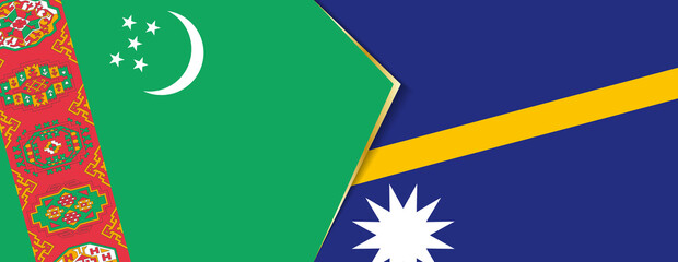 Wall Mural - Turkmenistan and Nauru flags, two vector flags.