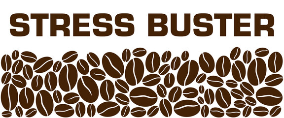 Sticker - Stress Buster Coffee Beans Texture Bottom Text
