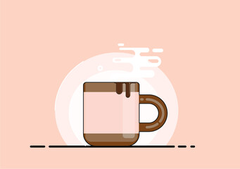 Wall Mural - vector cups with hot drink. image of a cup in brown tones with coffee