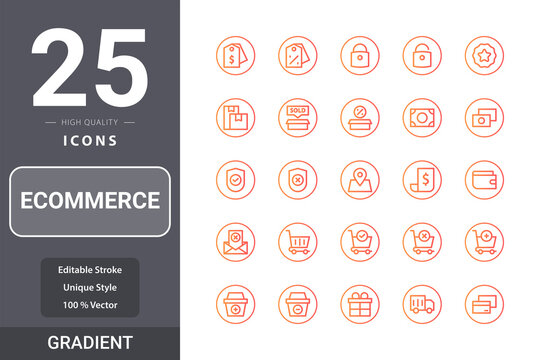 Ecommerce icon pack for your web site design, logo, app, UI. Ecommerce icon gradient design. Vector graphics illustration and editable stroke. EPS 10.
