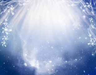 Wall Mural - abstract angelic mystic mystical magic magical religious spiritual blue background with divine rays 