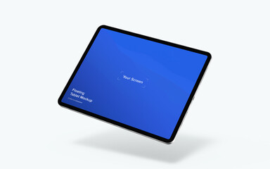 Wall Mural - floating tablet mockup | fully editable file, replaceable screen, separated shadow and background