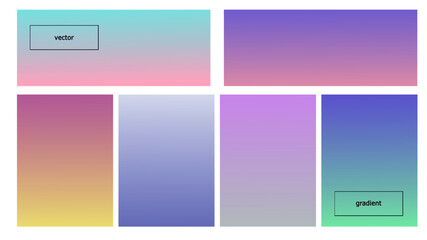 Wall Mural - Light gradient colors blurred background set. Abstract pastel colors purple violet and blue gradient design texture background. Landing page or Ui and web design empty cover