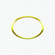 Oval golden frame, ring decoration vector element on transparent background