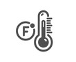 Fahrenheit thermometer icon. Temperature diagnostic sign. Fever measuring symbol. Quality design element. Flat style fahrenheit thermometer icon. Editable stroke. Vector