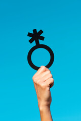 Poster - person showing a non-binary gender symbol