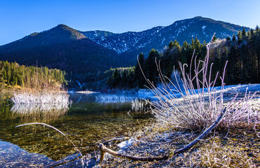 Canvas Print - Reservoir lake Sylvensteinspeicher in bavaria