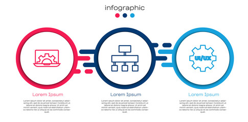 Set line Web development, Site map and UI or UX design. Business infographic template. Vector.