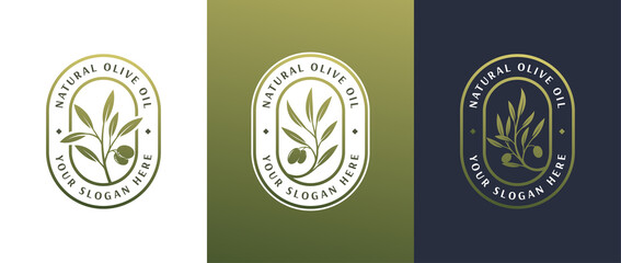 olive oil label logo badge design