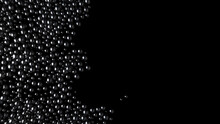 Wave Of Black Shine Balls From Left Side On Black Background. Glossy Spheres Fill The Volume. Luxury Black Caviar Flow. 3D Render Illustration.