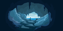 Vector Illustration Of A Cave On The Beach