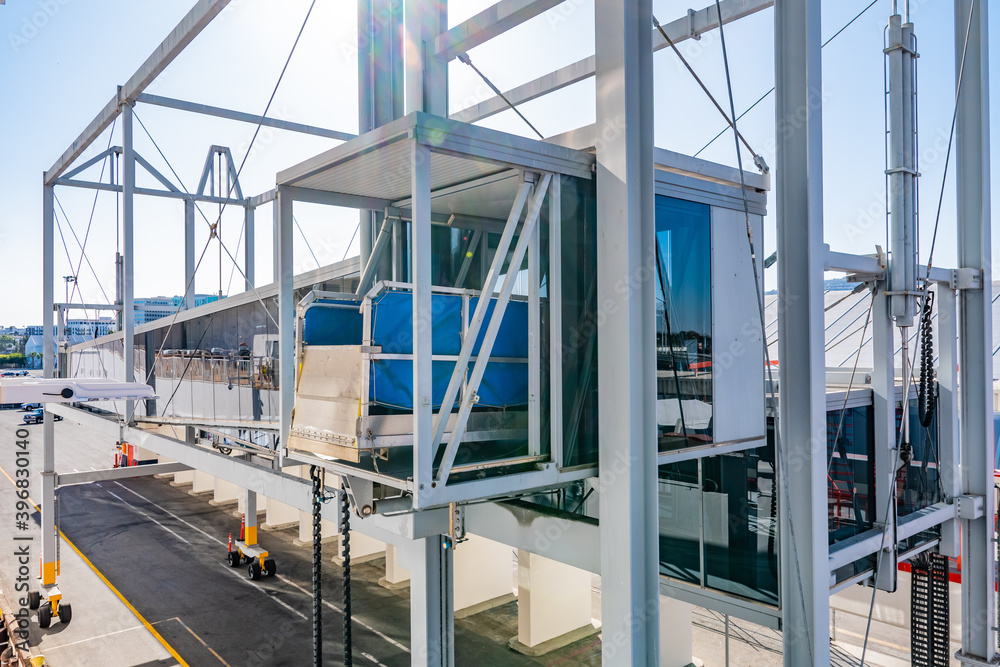 Retractable Passenger Boarding Bridge used to connect airport or cruise ...