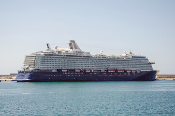 Wall Mural - Big cruise ship in the port of Ibiza, Spain