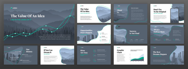 Wall Mural - business powerpoint presentation templates set. use for keynote presentation background, brochure de