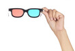 Hand holding 3d glasses isolated on a white background