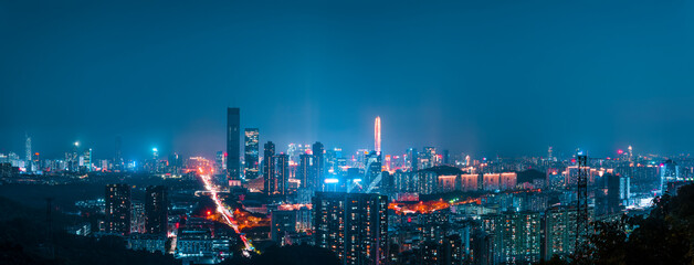 Wall Mural - Panoramic city night lighting in Shenzhen, China