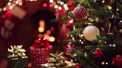 Wall Mural - christmas tree with decorations and gifts