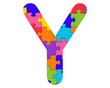 y letter logo, Alphabet Puzzle Jigsaw Autism Abc, 3d illustration	