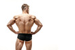 muscular male back over white background, isolate
