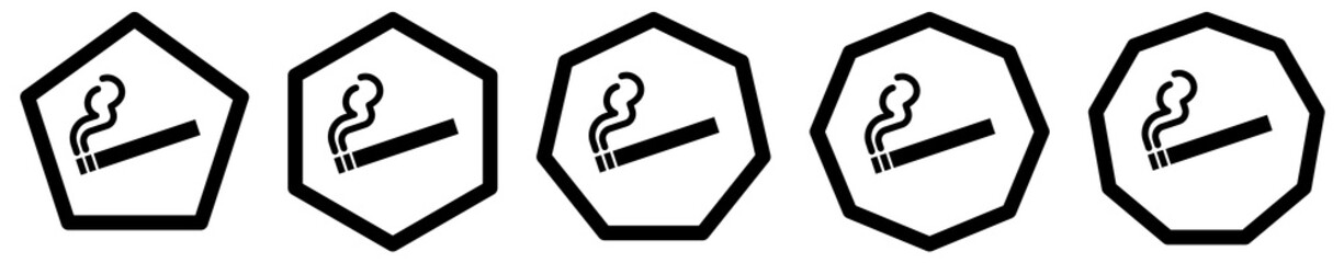 Canvas Print - Smoking icon in polygons with different number of edges. Cigarette sign