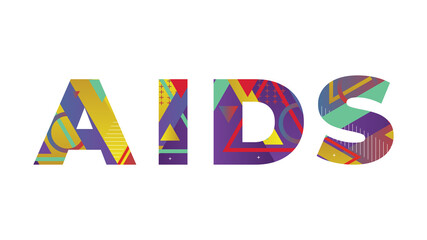 Wall Mural - Aids Concept Retro Colorful Word Art Illustration