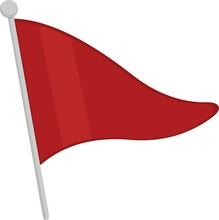 Vector Emoticon Illustration Of A Red Triangular Flag