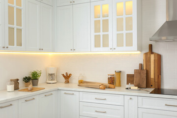 Sticker - Modern kitchen interior with stylish white furniture