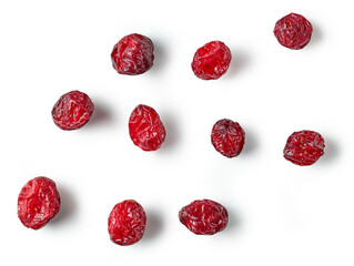 dried cranberries on white background