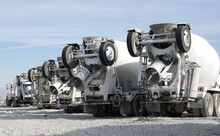 Concrete Trucks Parked In A Row