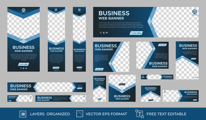 Poster - set of business web banners with standard size. vertical, horizontal and square template. vector eps