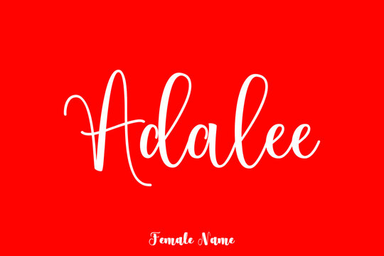 Adalee-Female Name Calligraphy White Color Text On Red Background