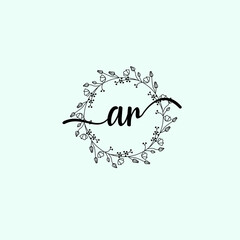 AR Initial handwriting logo template vector