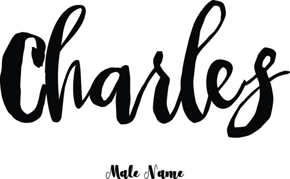 Charles-Male Name Cursive Calligraphy Text on White Background
