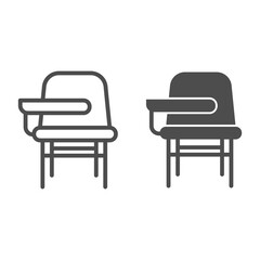 Poster - School desk with chair line and solid icon, school concept, furniture for students sign on white background, table and chair icon in outline style for mobile concept and web design. Vector graphics.