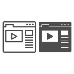 Poster - Video tutorial on web page line and solid icon, school concept, online lesson sign on white background, distance learning icon in outline style for mobile concept and web design. Vector graphics.