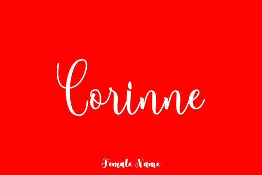 Corinne-Female Name Handwriting Text On Red Background