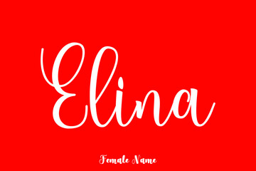 Leinwandbilder - Elina-Female Name Handwriting Text On Red Background