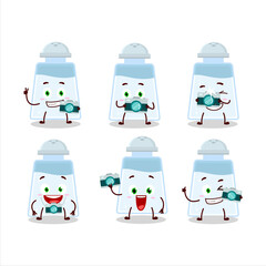 Poster - Photographer profession emoticon with salt shaker cartoon character