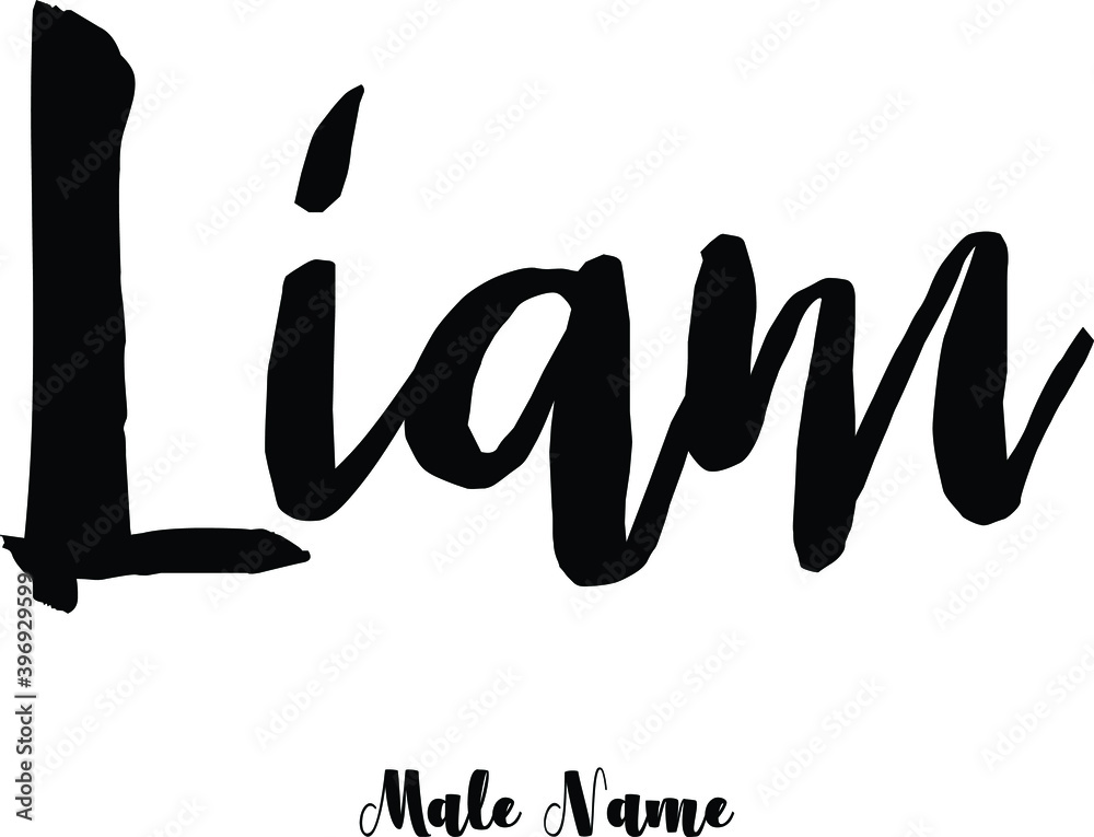 Liam Male Name Cursive Calligraphy Text on White Background