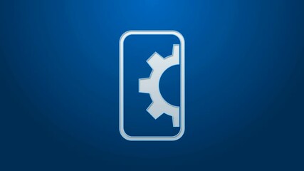 White line Software, web development, programming concept icon isolated on blue background. Programming language and program code on screen mobile. 4K Video motion graphic animation.