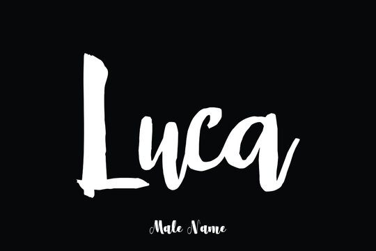 Luca Male Name Bold Calligraphy Text on Black Background