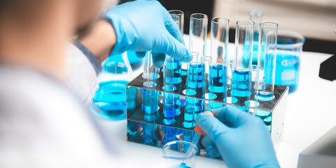 Health care researchers working in medicals science technology research in laboratory, medical research lab or science laboratory, Health care researchers working in life science laboratory