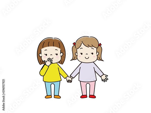 手をつないだ二人の女の子 仲良しな友達 Stockvector Adobe Stock 手をつないだ二人の女の子 仲良しな友達 Stockvector Adobe Stock