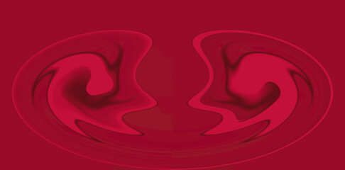 Abstract illustration. Two halves, wavy lines. The color is red, pink.