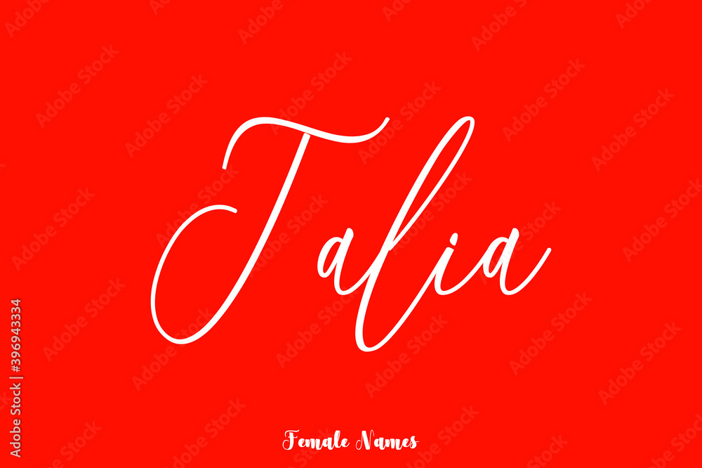 Talia Female Name Typography Text On Red Background - obrazy, fototapety, plakaty 