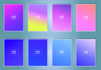 Fototapete - Set of Vector EPS 10 illustration Gradient Background Texture. Template for design, banner, flyer, business card, poster, wallpaper, brochure, smartphone screen, mobile app.