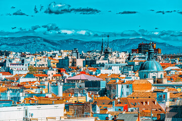 Wall Mural - Panoramic view from above on the capital of Spain- the city of M