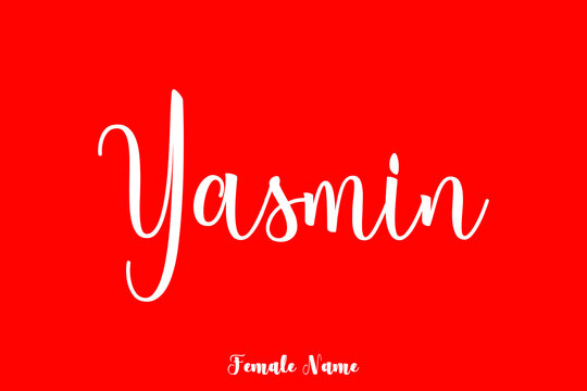 Yasmin,-Female Name Cursive Typography Text On Red Background
